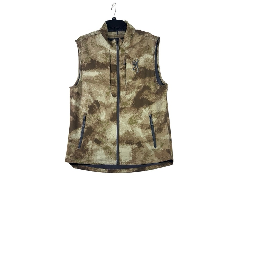 Browning Camo Hunting Vest Full Zip Softshell Lightweight Outdoor Men's